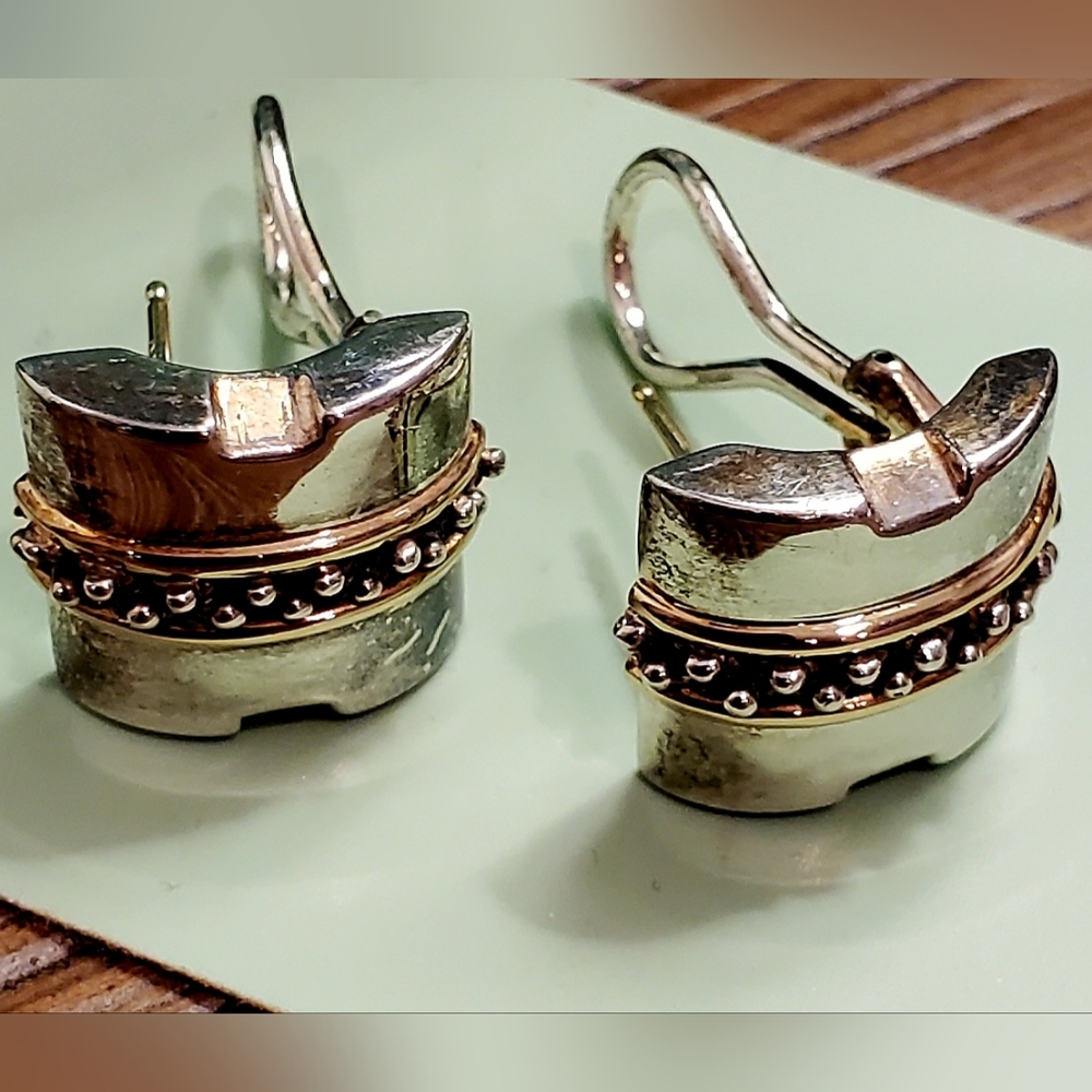 Sterling Silver and Gold Pierced Earrings